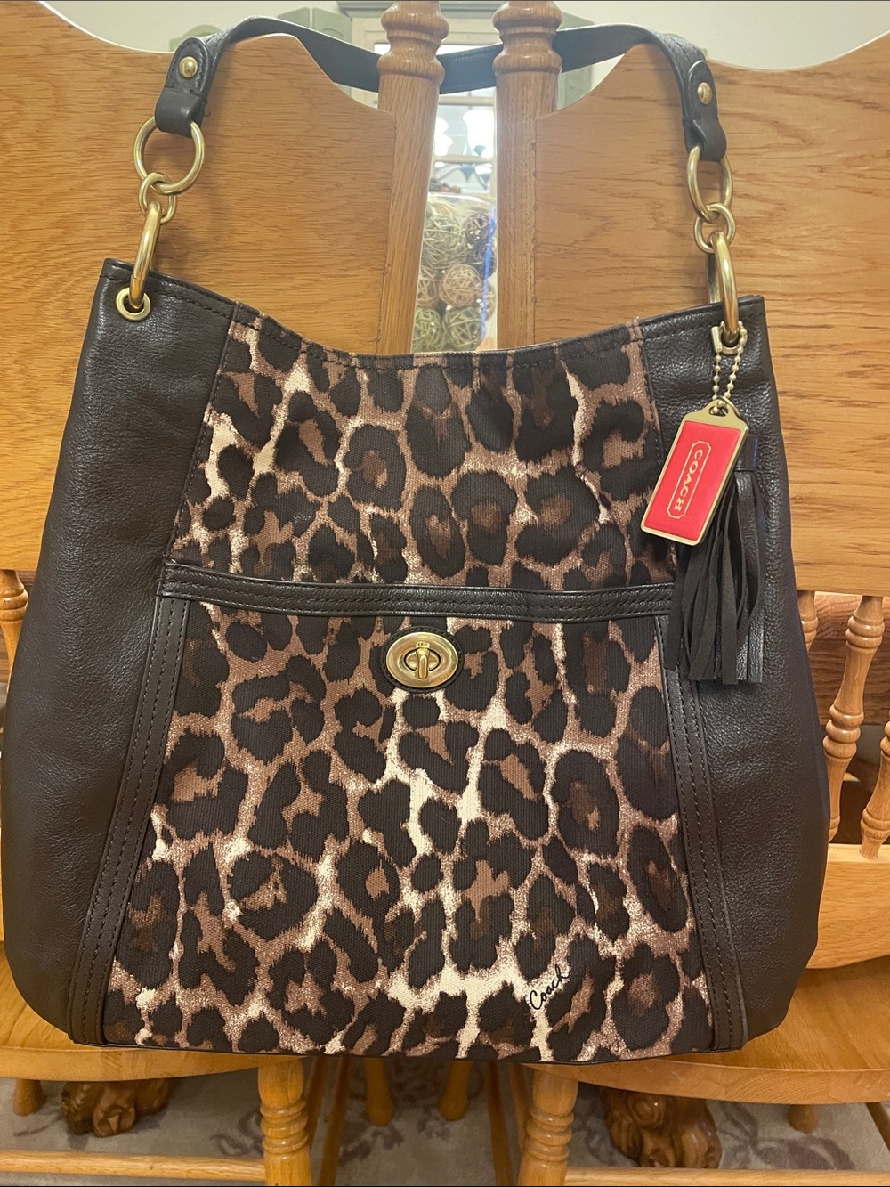 Y2K AUTHENTIC COACH Ocelot Leopard Hobo Shoulder Bag. F24896 EUC